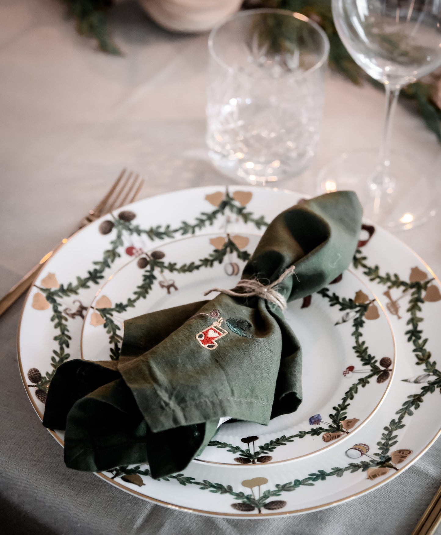 Gren med Lokomotiv - Juleserviet