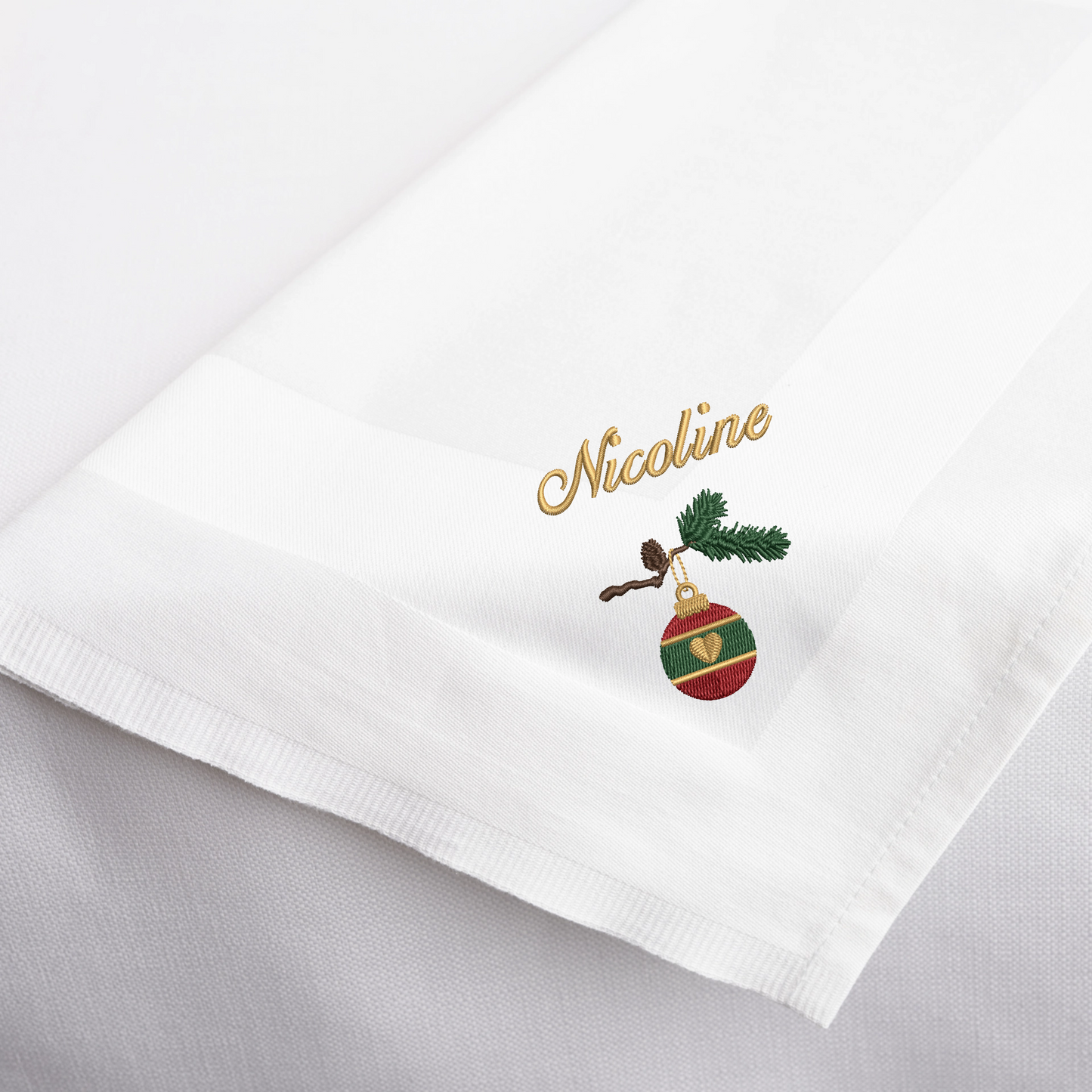 Gren med Julekugle  - Juleserviet